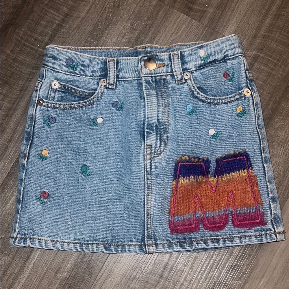 MARNI Embroidered Denim Skirt